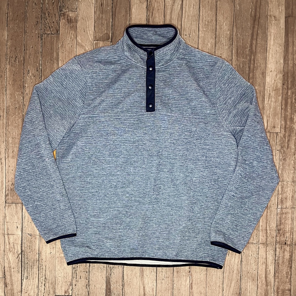 J Crew Authentic Fleece Sweater Quilted Ribbed Quarter Button (Size XL)